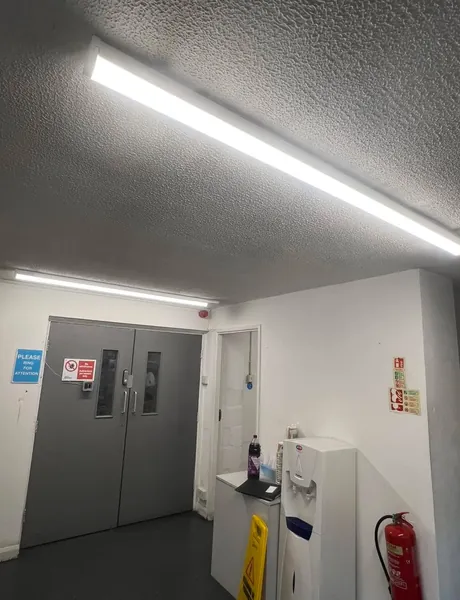 Commercial LED batten lighting fitted in a corridor in Preston