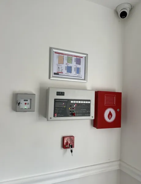 Fire alarm panel and CCTV dome camera installed in Preston