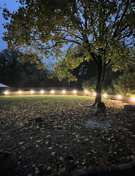 Garden lighting installation in the evening in Preston