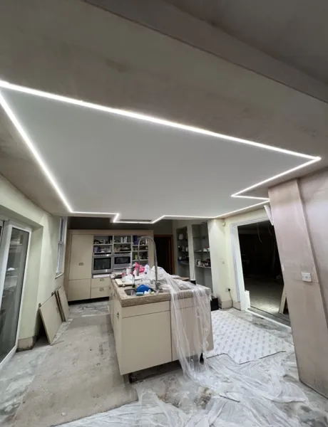 LED lighting in an open-plan kitchen extension in Preston