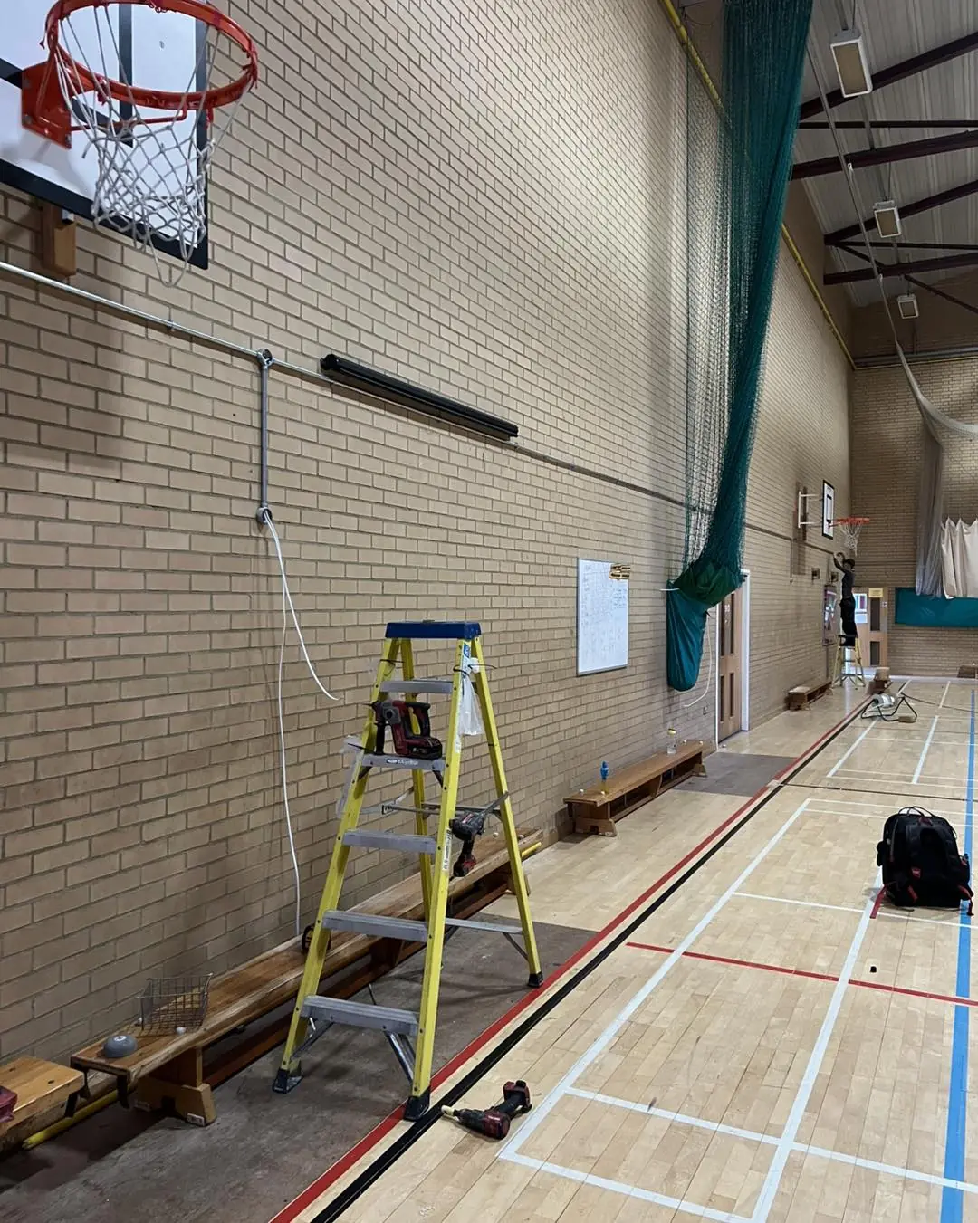 Electrical installation in a school sports hall: electrician in Chorley